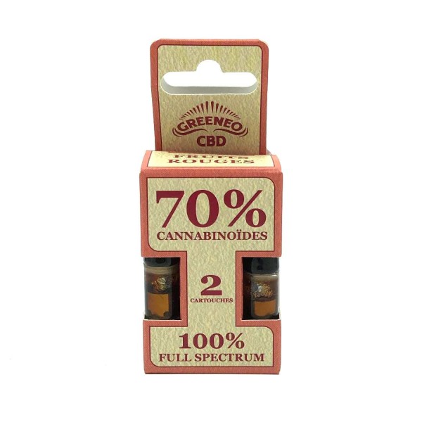 Cartouche e-liquide CBD full spectrum 70% - 2 pcs | GREENEO sans nicotine (Fruits Rouges)